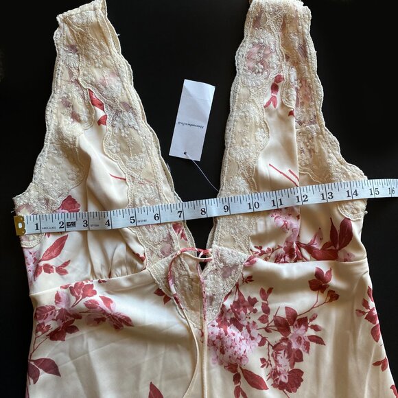 Abercrombie & Fitch *NWT Floral Lace Maxi Dress Cream Red Slip Dress Size S - Picture 5 of 12